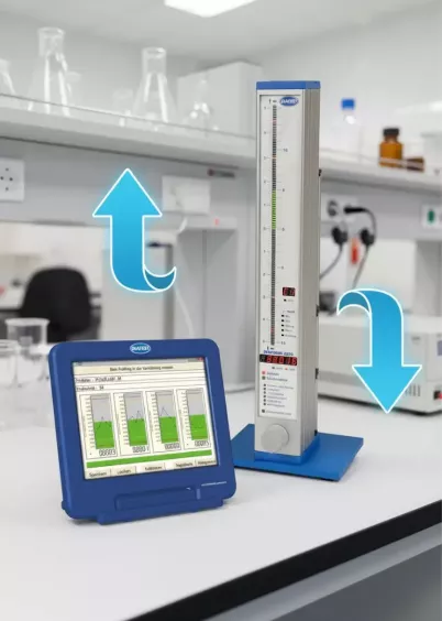 Kolumna pomiarowa DIATEST z&nbsp;odczytem oraz panel SPC na stanowisku laboratoryjnym – automatyczne gromadzenie danych