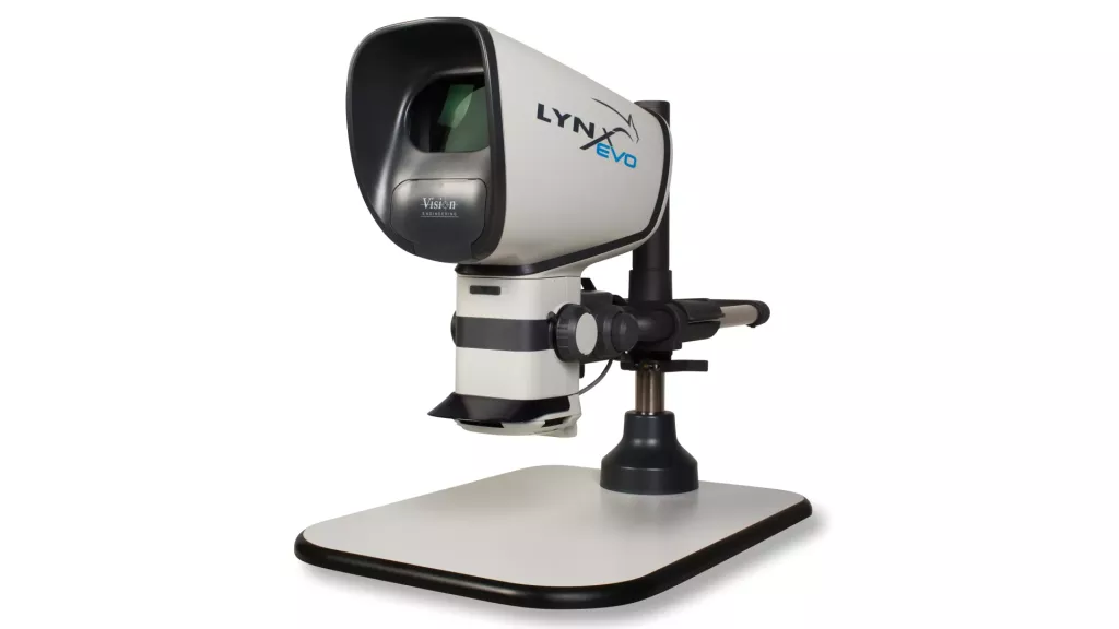 Lynx EVO Vision Engineering zamontowany na stole wieloosiowym do precyzyjnej inspekcji