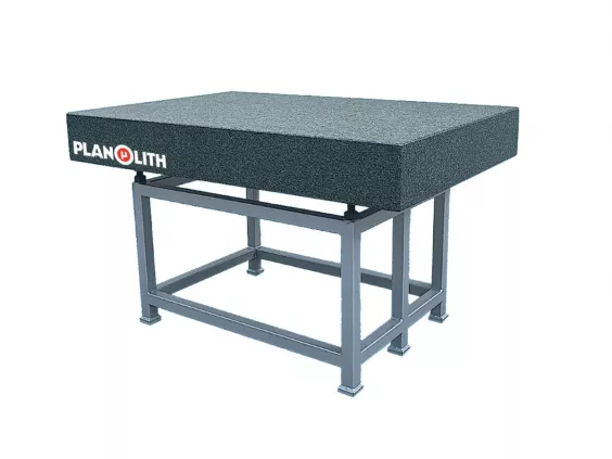 Płyta granitowa traserska PLANOLITH na stalowym stojaku – lappowana powierzchnia, klasy dokładności