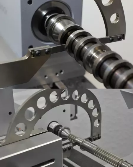 Sonda Premion M podczas pomiaru wału krzywkowego i&nbsp;wału wielowypustowego