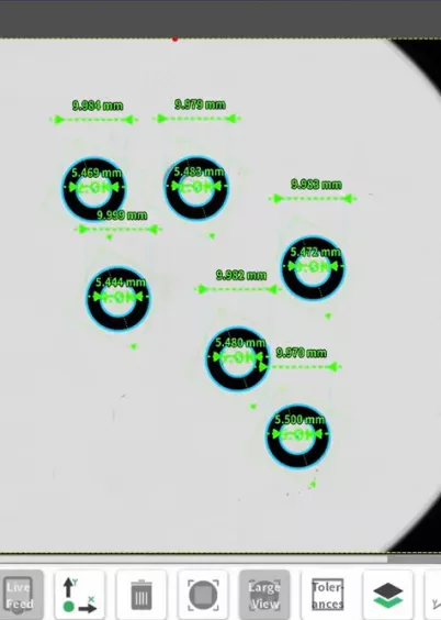 Widok wyników pomiaru w&nbsp;oprogramowaniu optycznej maszyny pomiarowej Venture FV2020