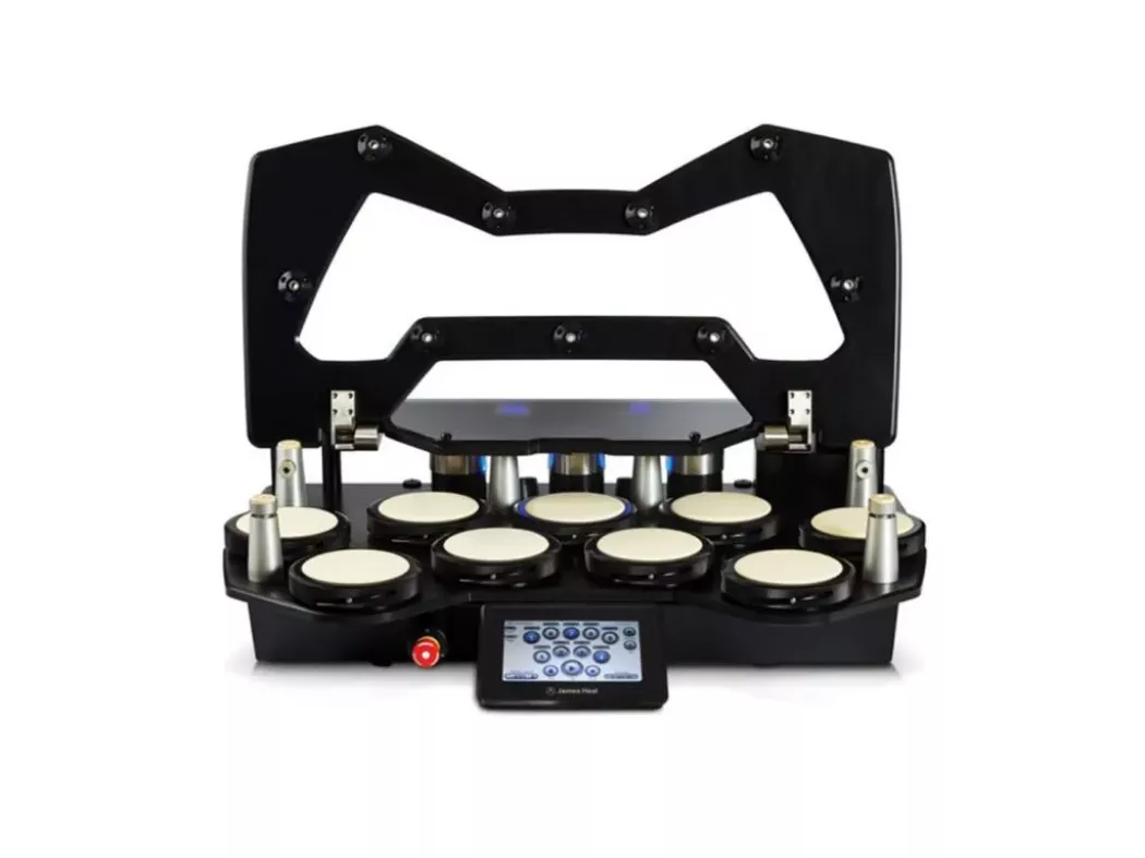 Maszyna James Heal Martindale z dziewięcioma stacjami i uchylną pokrywą