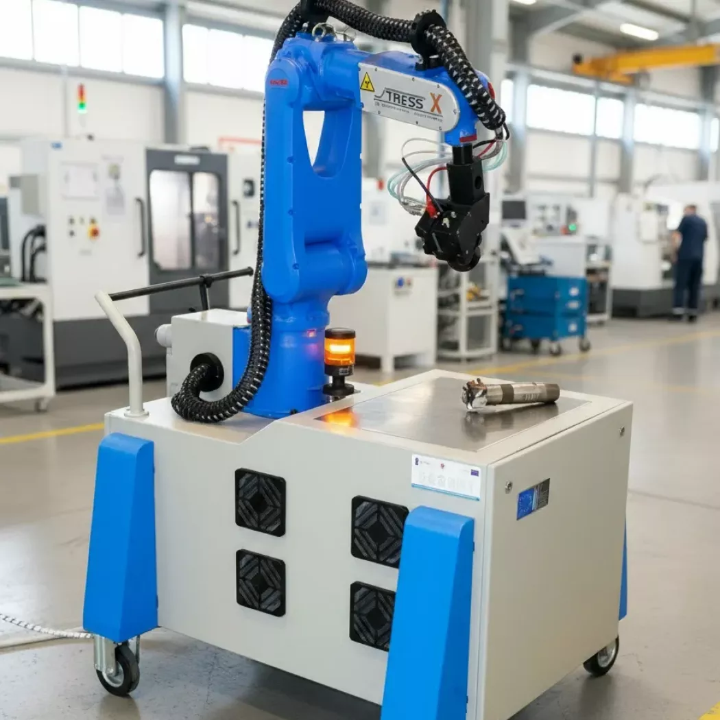 Mobilny dyfraktometr rentgenowski Stress-X na wózku, pomiar naprężeń resztkowych w&nbsp;zakładzie produkcyjnym